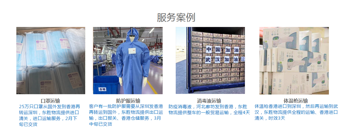 防疫物品（如口罩/面罩/護目鏡等）進出口運輸服務成功項目